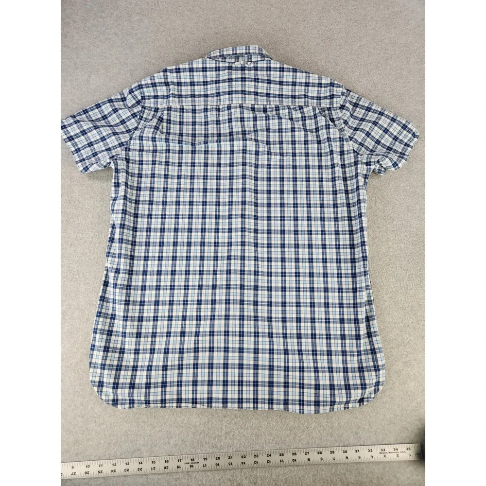 Tommy Hilfiger Short Sleeve Button Down Shirt Plaid Striped Blue Eyes Pop Men XL